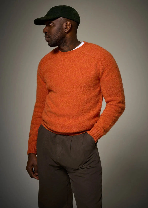 Gloverall Men's Oxford Brushed Lambswool Jumper Orange