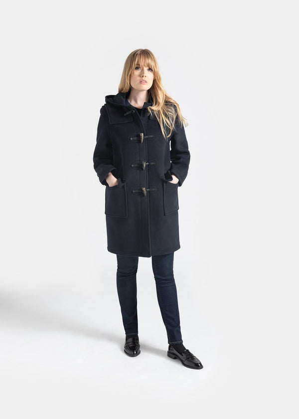 Gloverall Women's Morris Duffle Coat Navy Black Watch