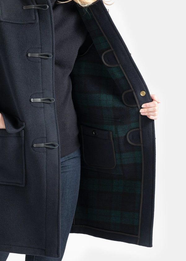 Gloverall Women's Morris Duffle Coat Navy Black Watch