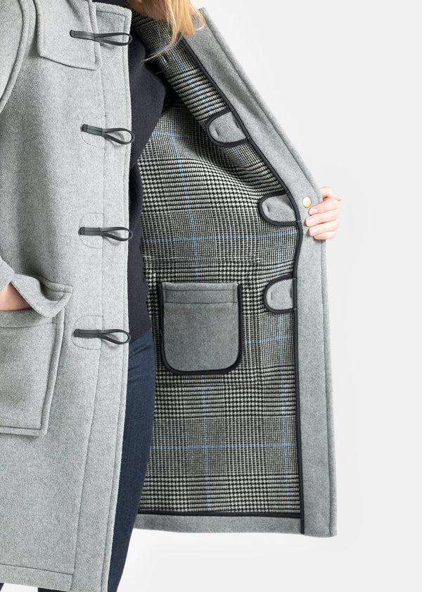 Gloverall Women's Morris Duffle Coat Silver Prince Of Wales