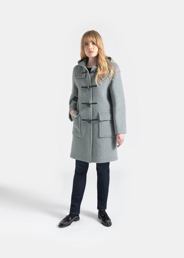 Gloverall Women's Morris Duffle Coat Silver Prince Of Wales