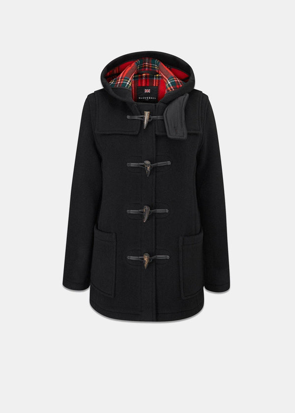 Gloverall Women's Short Slim Fit Morris Duffle Coat Black Royal Stewart