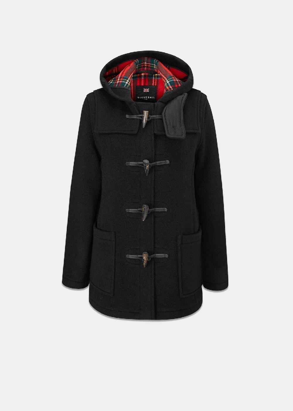 gloverall Women's Short Slim Fit Morris Duffle Coat Black Royal Stewart