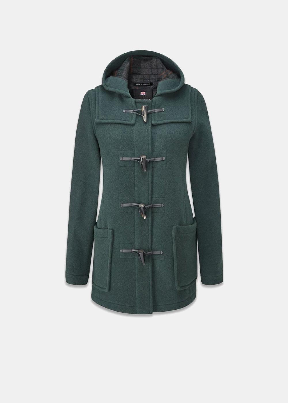 gloverall Women's Short Slim Fit Morris Duffle Coat Green