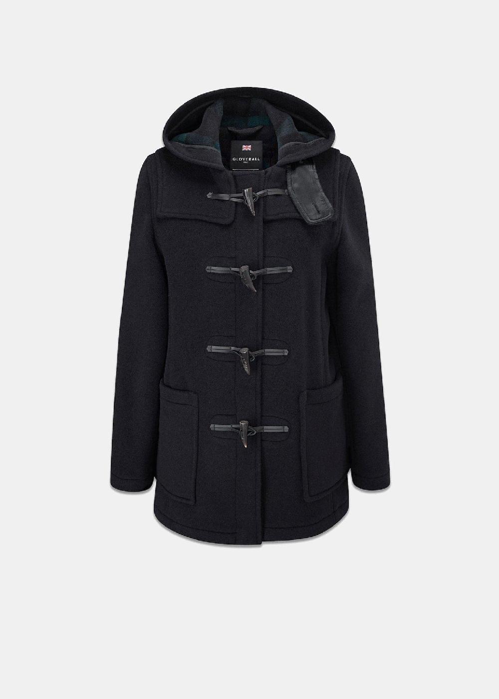 gloverall Women's Short Slim Fit Morris Duffle Coat Navy Black Watch