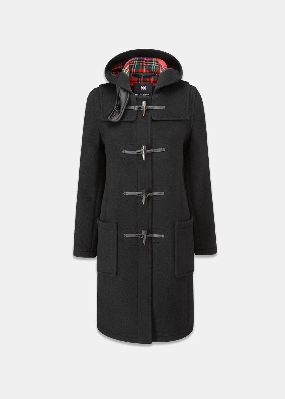 gloverall Women's Slim Fit Morris Duffle Coat Black Royal Stewart