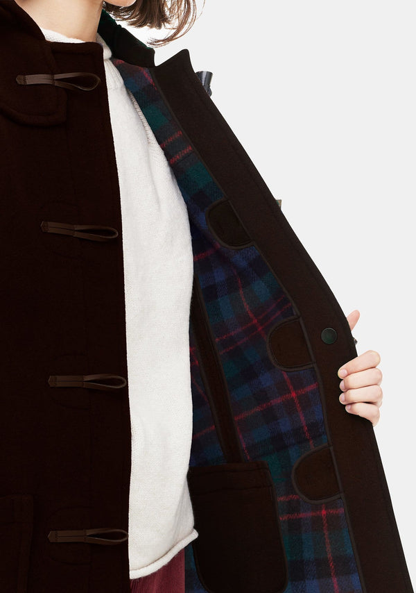 Gloverall Women's Slim Fit Morris Duffle Coat Brown Tartan