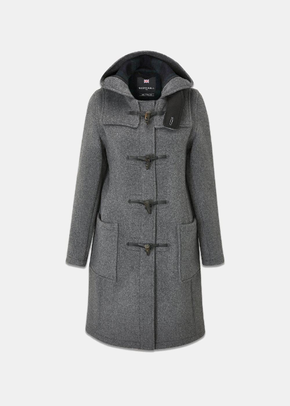 gloverall Women's Slim Fit Morris Duffle Coat Grey Black Watch