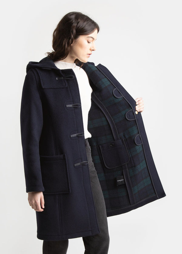 Gloverall Women's Slim Fit Morris Duffle Coat Navy Black Watch