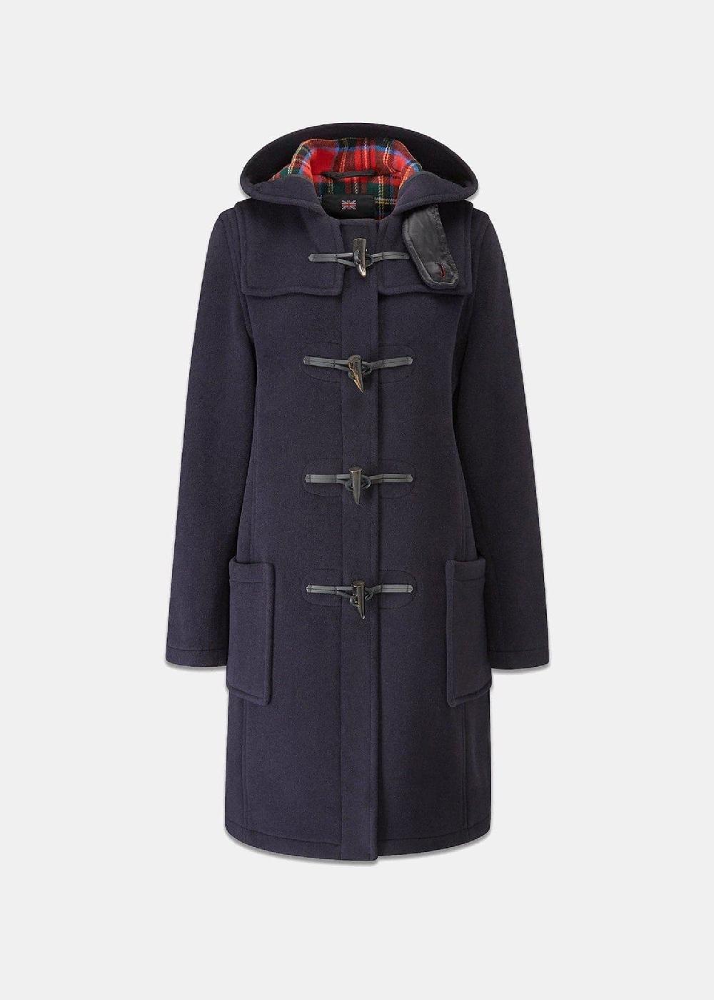 gloverall Women's Slim Fit Morris Duffle Coat Navy Royal Stewart