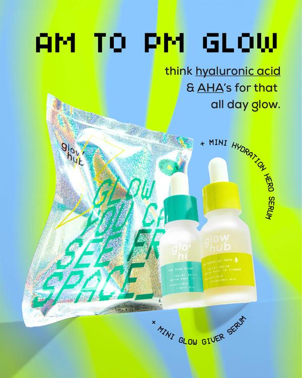 Glow Hub GLOW YOU CAN SEE FROM SPACE - Hydration Hero & Glow Giver Duo Bag