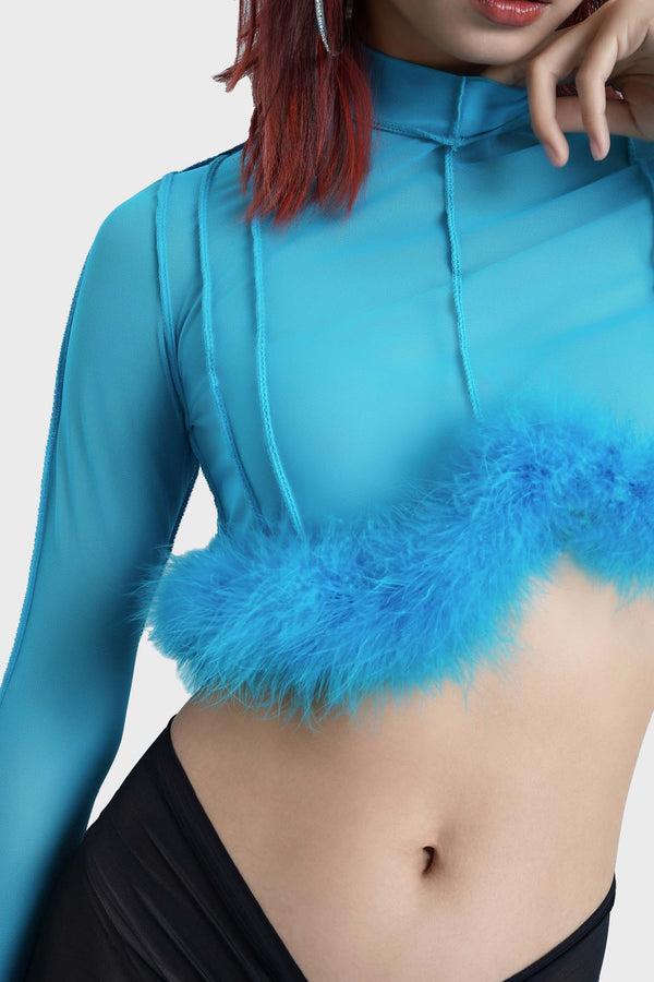 Glück Crop Top With Feather Trim