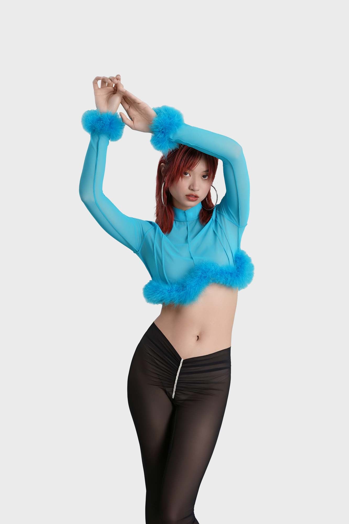 glück Crop top with feather trim