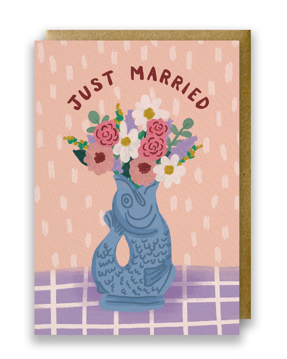 gluggle jug Just Married Greeting Card