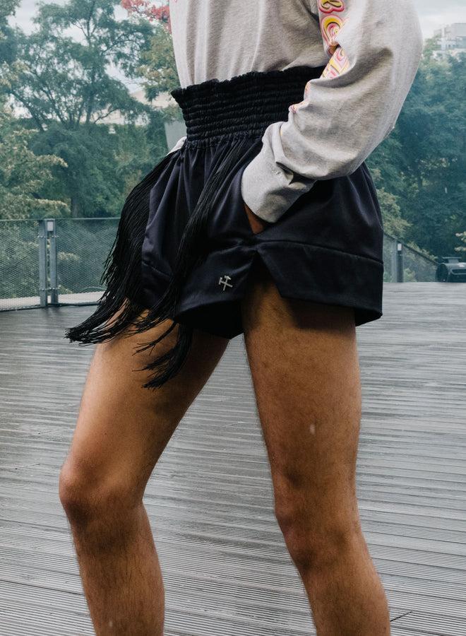 Gmbh BOXING SHORTS W FRINGES | BLACK