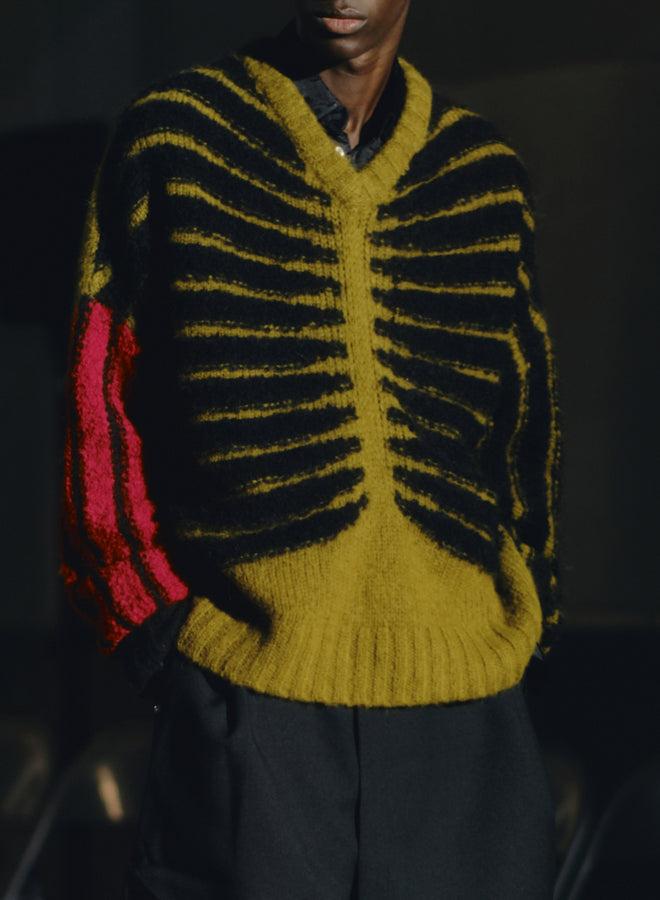 Gmbh IMAD V-NECK ALPACA PULLOVER | BLACK / RED / KHAKI