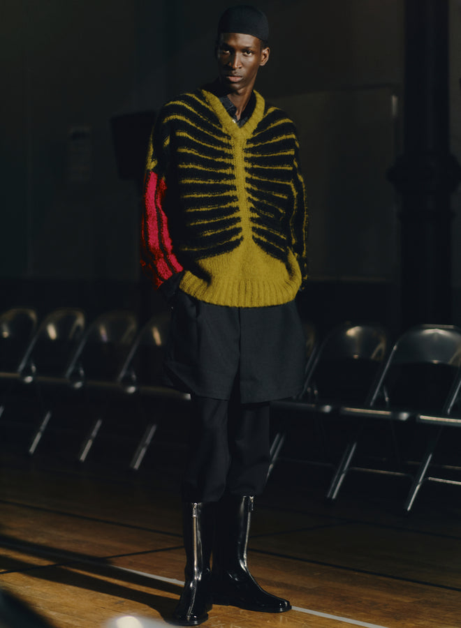 Gmbh IMAD V-NECK ALPACA PULLOVER | BLACK / RED / KHAKI