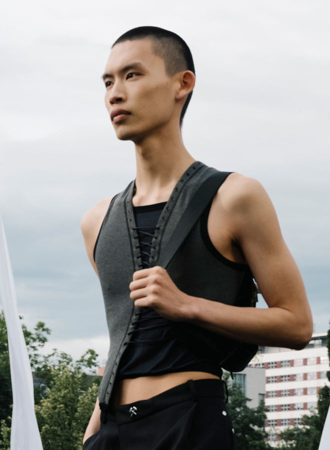 gmbh NANCY JERSEY ASYMMETRIC LACED VEST