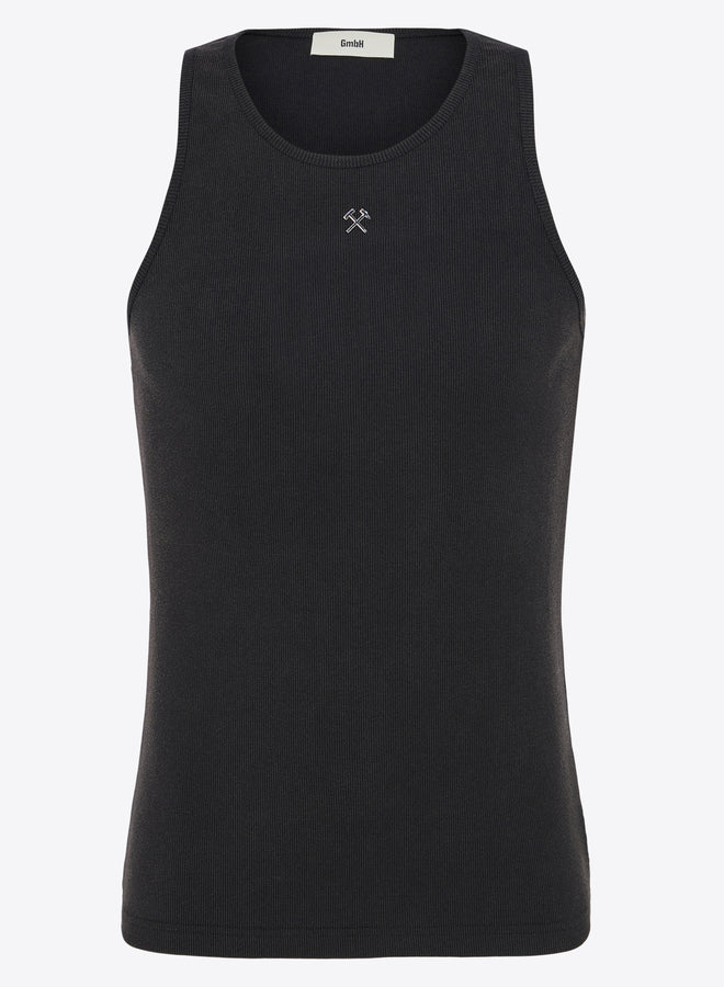 gmbh NASSER TANK TOP W. METAL HAMMER | BLACK