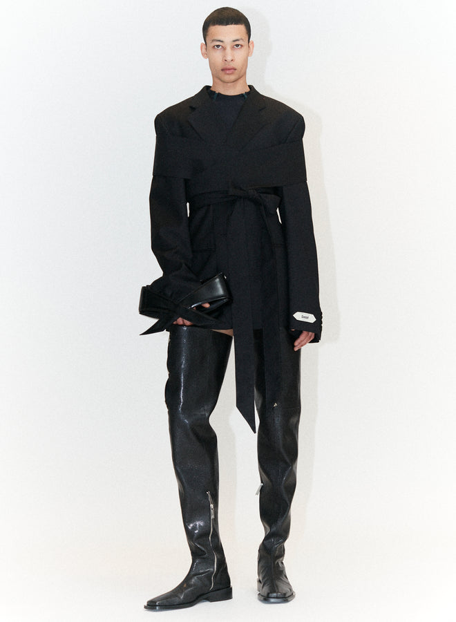 Gmbh PERIN WOOL BLAZER W. STOLE | BLACK