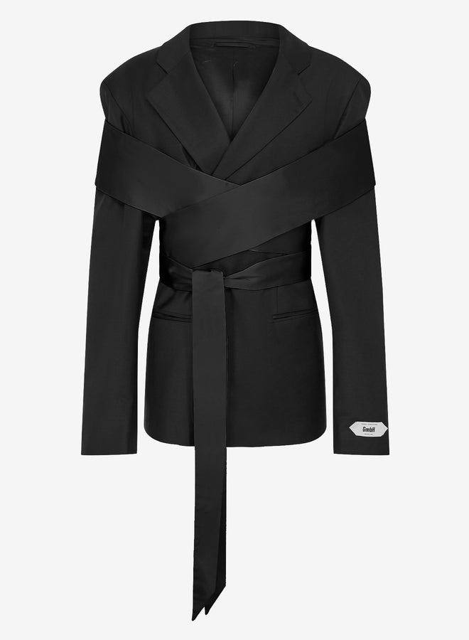 gmbh PERIN WOOL BLAZER W. STOLE | BLACK