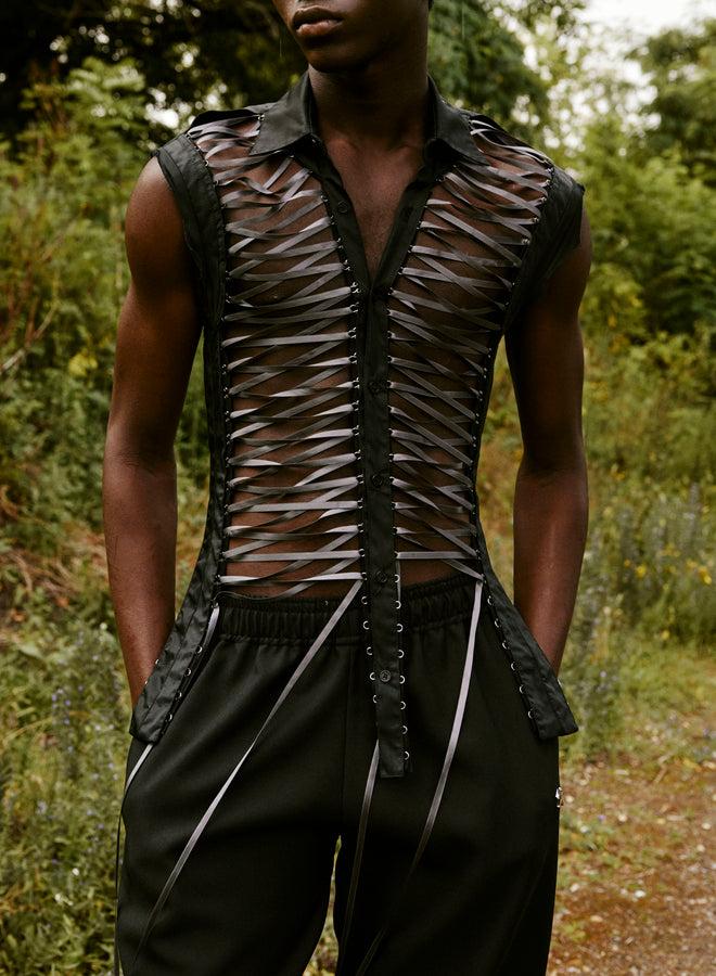 gmbh SAM SHIRT WITH LACING | BLACK