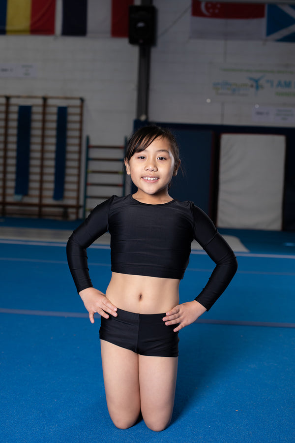 Gmd Black Lycra Long Sleeve Crop