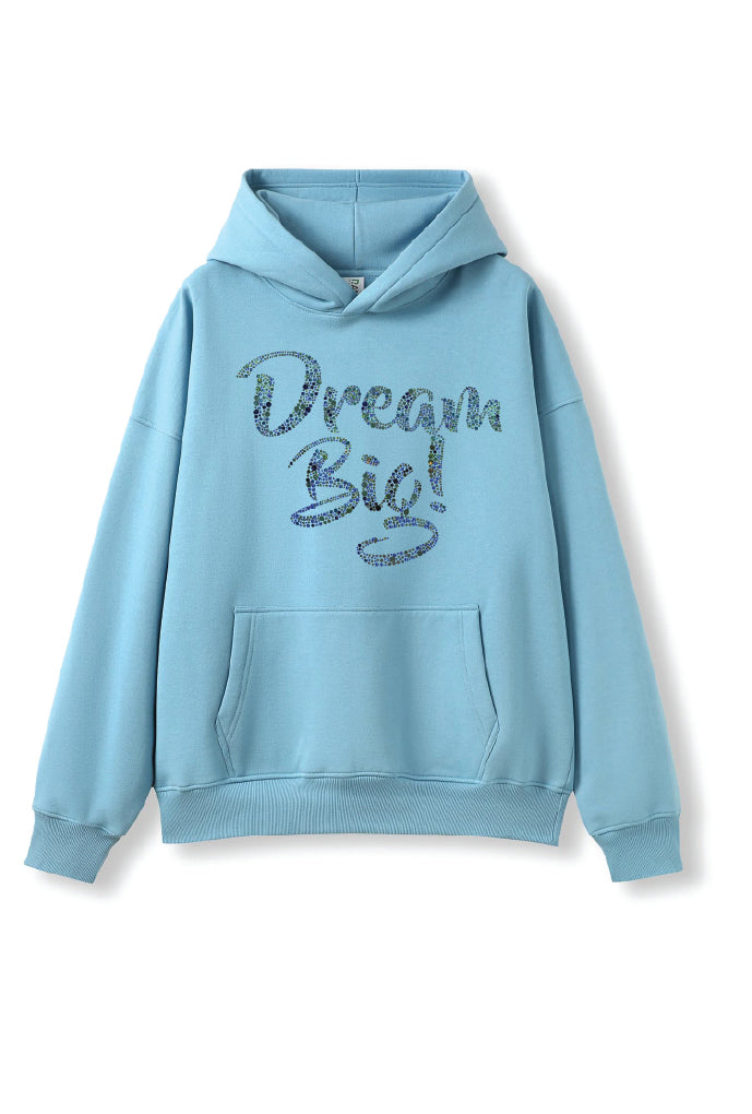 gmd Blue Sequin Dream Big- Oversized Hoodie
