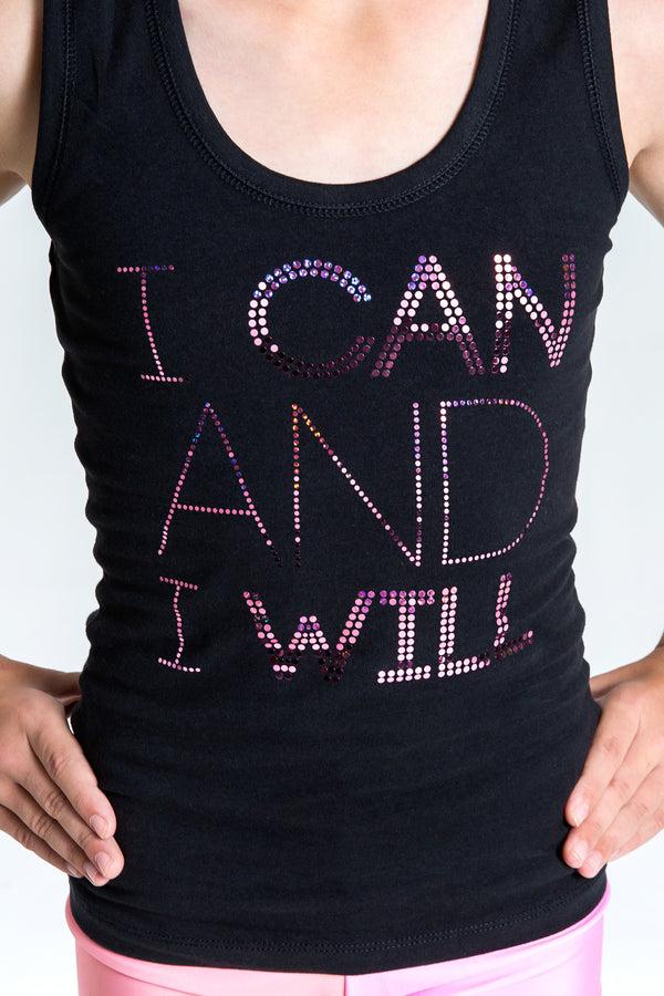 Gmd I Can Pink Motivational Sequin Singlet