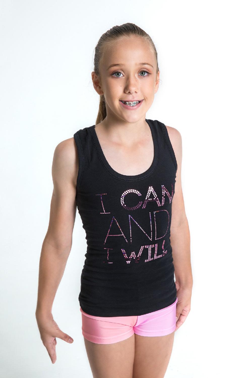 gmd I Can Pink Motivational Sequin Singlet