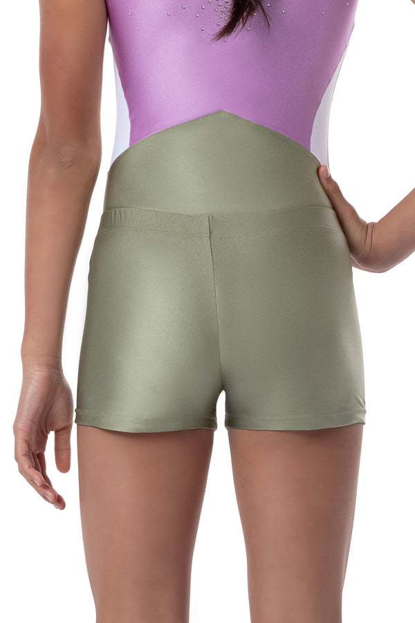 Gmd Olivine Metallic Lycra Shorts