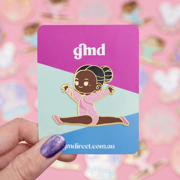 Gmd Pink Glitter Gymnast Split Leap Pin