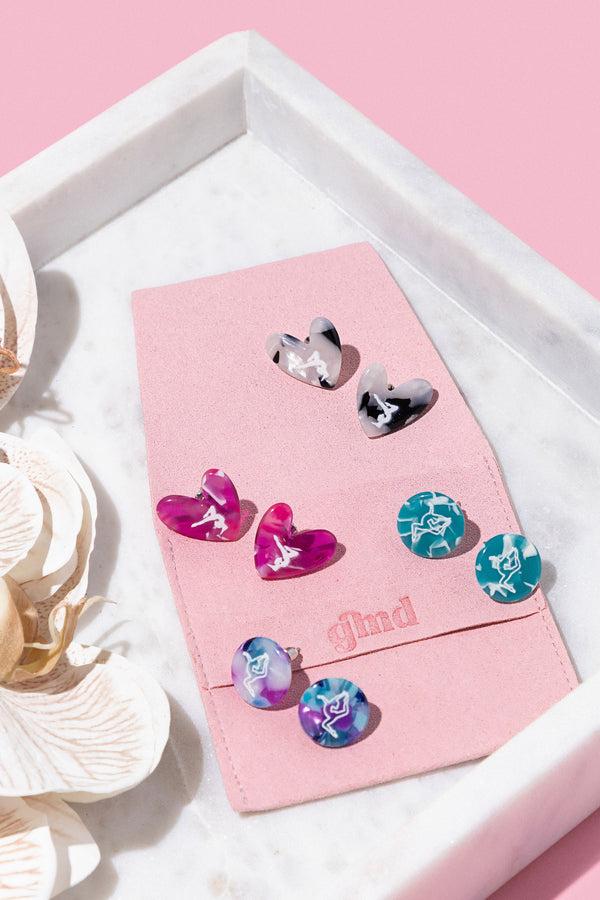 Gmd Pink Heart Gymnast Earrings