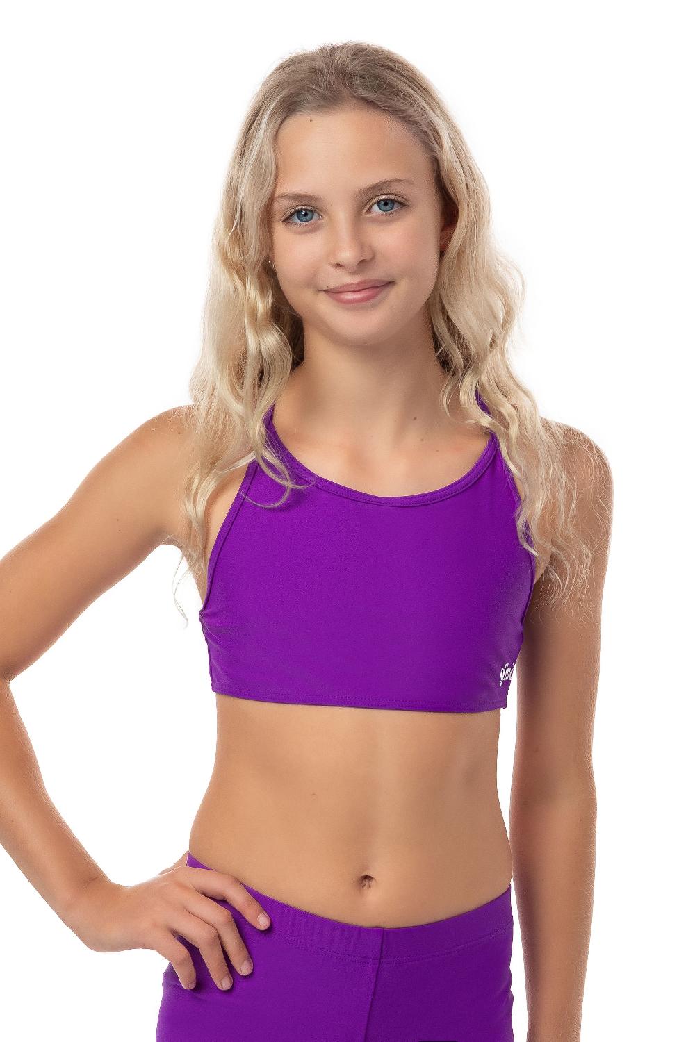 gmd Purple Lycra T-Back Crop Top