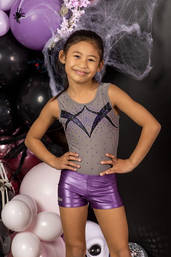 Gmd Purple Metallic Lycra Shorts