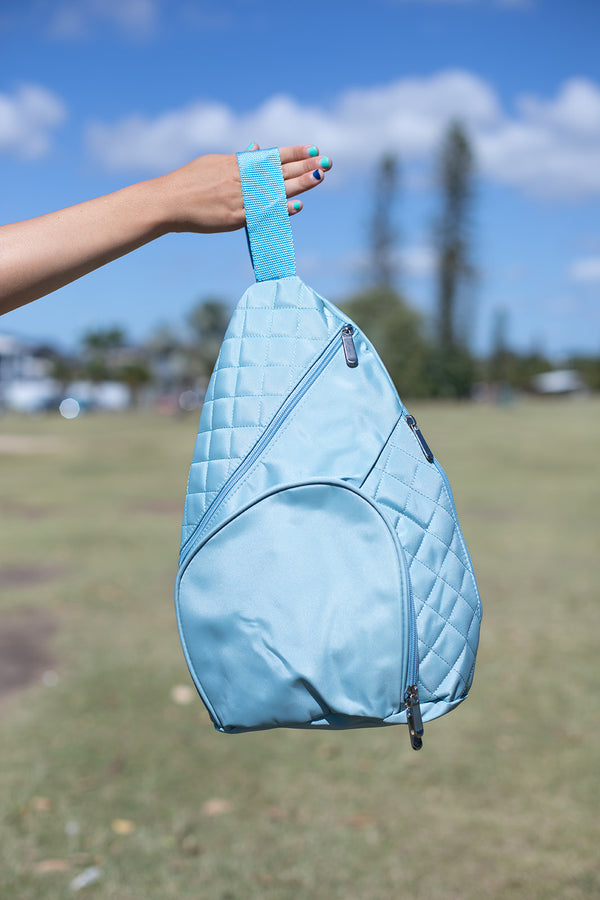 Gmd Sky Blue Quilted Sling Bag
