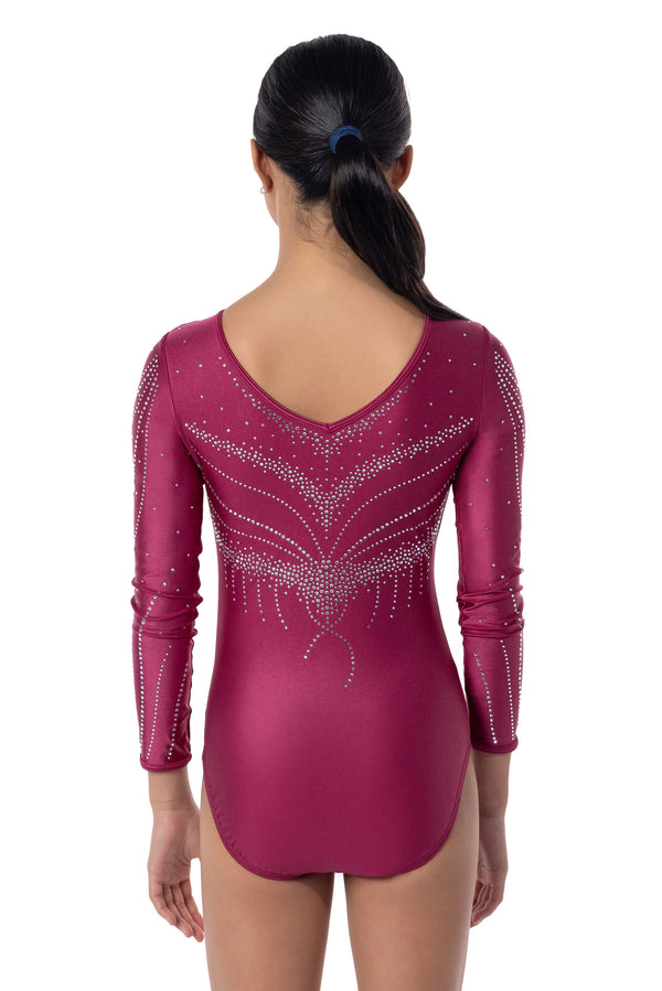 Gmd Zora Long Sleeve Competition Leotard- Cranberry