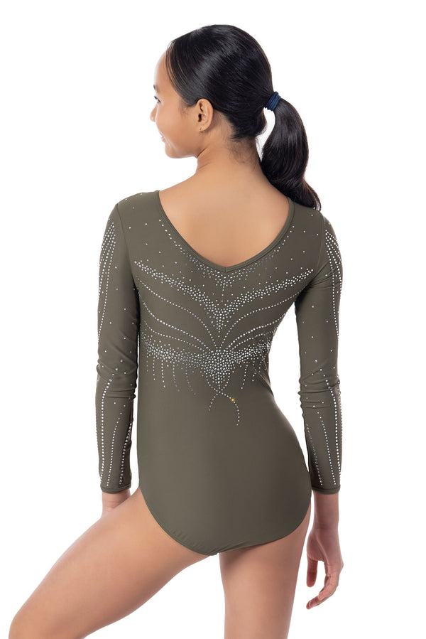 gmd Zora Long Sleeve Competition Leotard- Olive