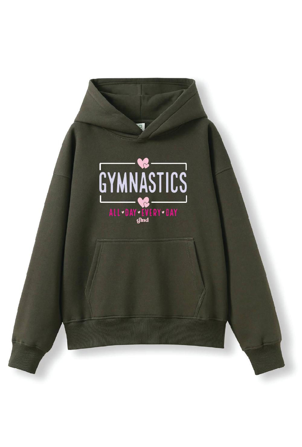 gmd Gymnastics All Day Every Day Oversized Hoodie- Military Green