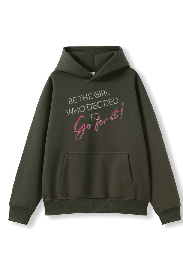 Gmd Sequin "Be The Girl Who Decided To Go For It"- Oversized Hoodie