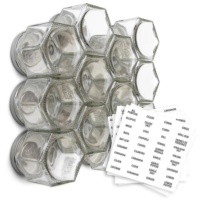gneiss spice Empty Magnetic Spice Jars – Set of 12 Glass Jars with Lids