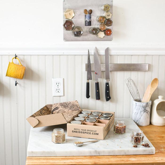Gneiss Spice Empty Magnetic Spice Rack Bundle — Small & Large Magnetic Jars