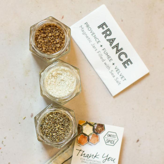 gneiss spice Fancy French Salts — Velvet Herbes de Provence & Fumée Sea Salts