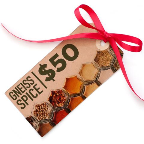 gneiss spice $50 | Gneiss Spice Digital Gift Card