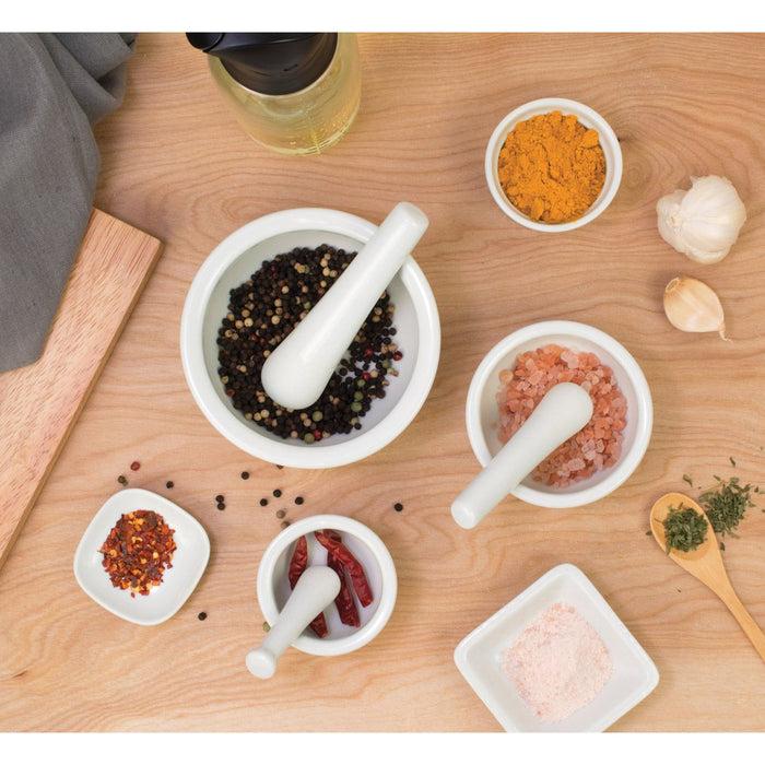 Gneiss Spice Mortar & Pestle — White Porcelain