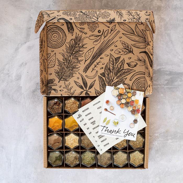 Gneiss Spice Pantry Spice Box — 24 Magnetic Jars Filled With Organic Seasonings