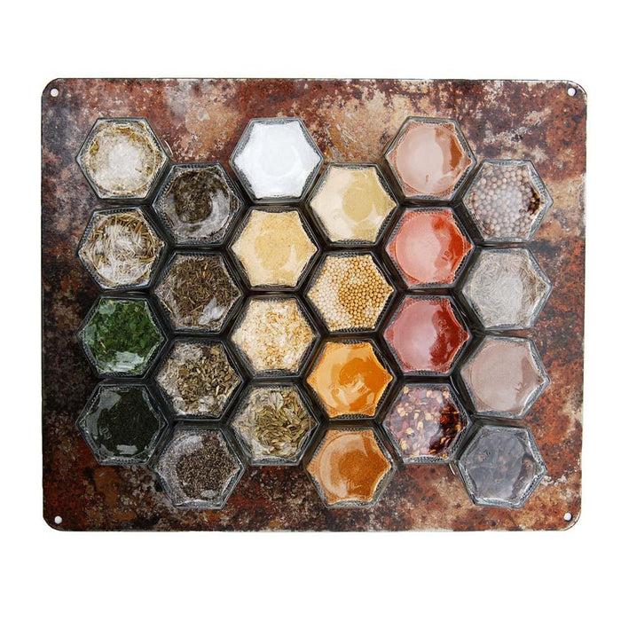 gneiss spice Pantry Spice Kit - Farmhouse Magnetic Spice Rack & 24 Essential Organic Spices