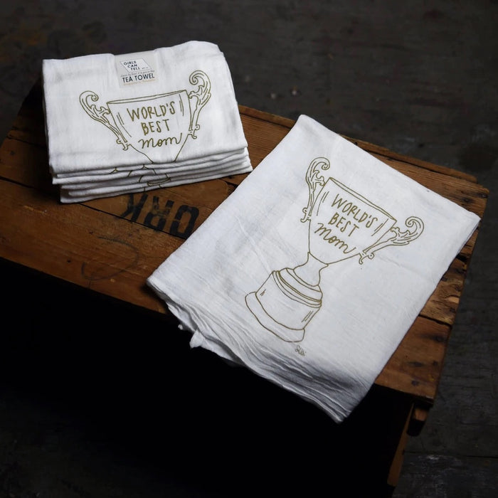 Gneiss Spice "World's Best" Mom Dad Or Grandparent Tea Towel