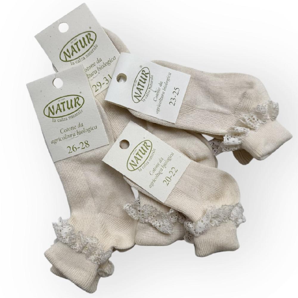 Go Barefoot Natural Organic Socks – Natur – Ecru Frill