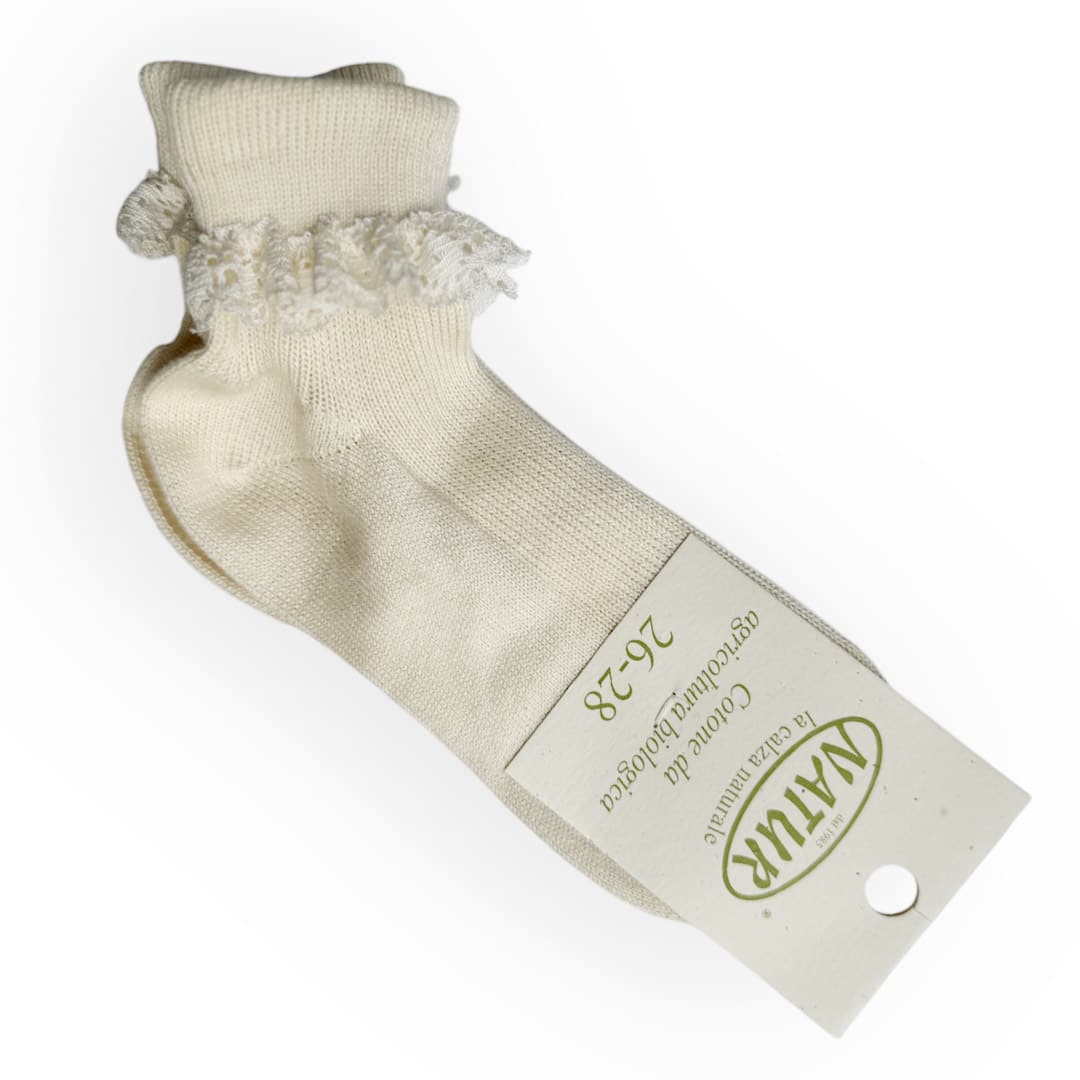 go barefoot Natural Organic Socks – Natur – Ecru Frill